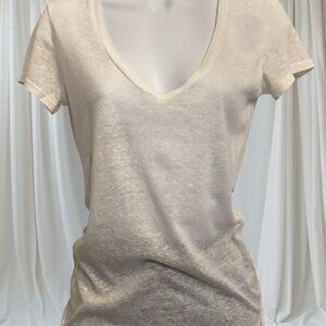 Vintage Threads 4 Thought Super Sheer Organic V Neck  Long Tee Sz Small EPOC